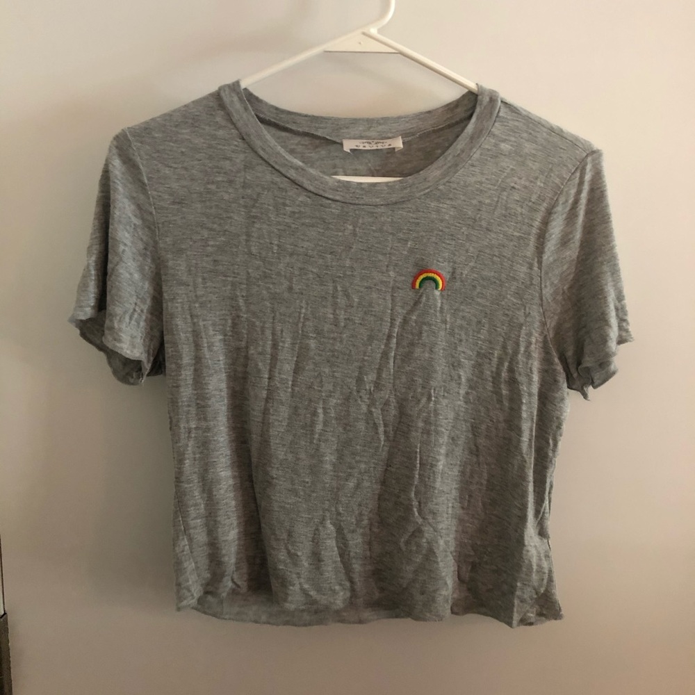 Grey Aesthetic Rainbow Crop Top